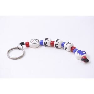 Car Key, Keychain, Beaded, 6 inches, Gift Idea, Accessory, ~ 251013-WH 1367